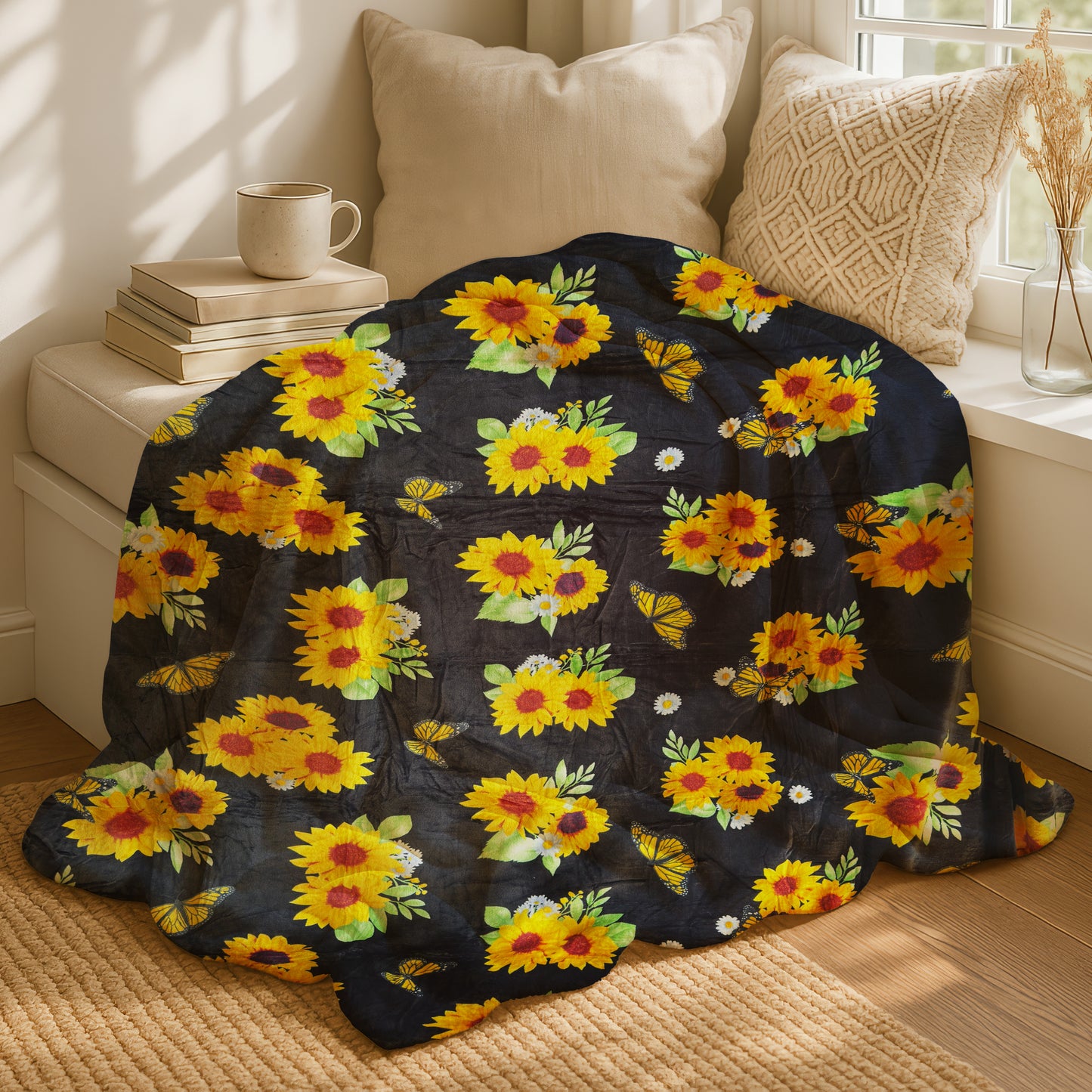 Yellow Sunflower Oversize Throw Blanket