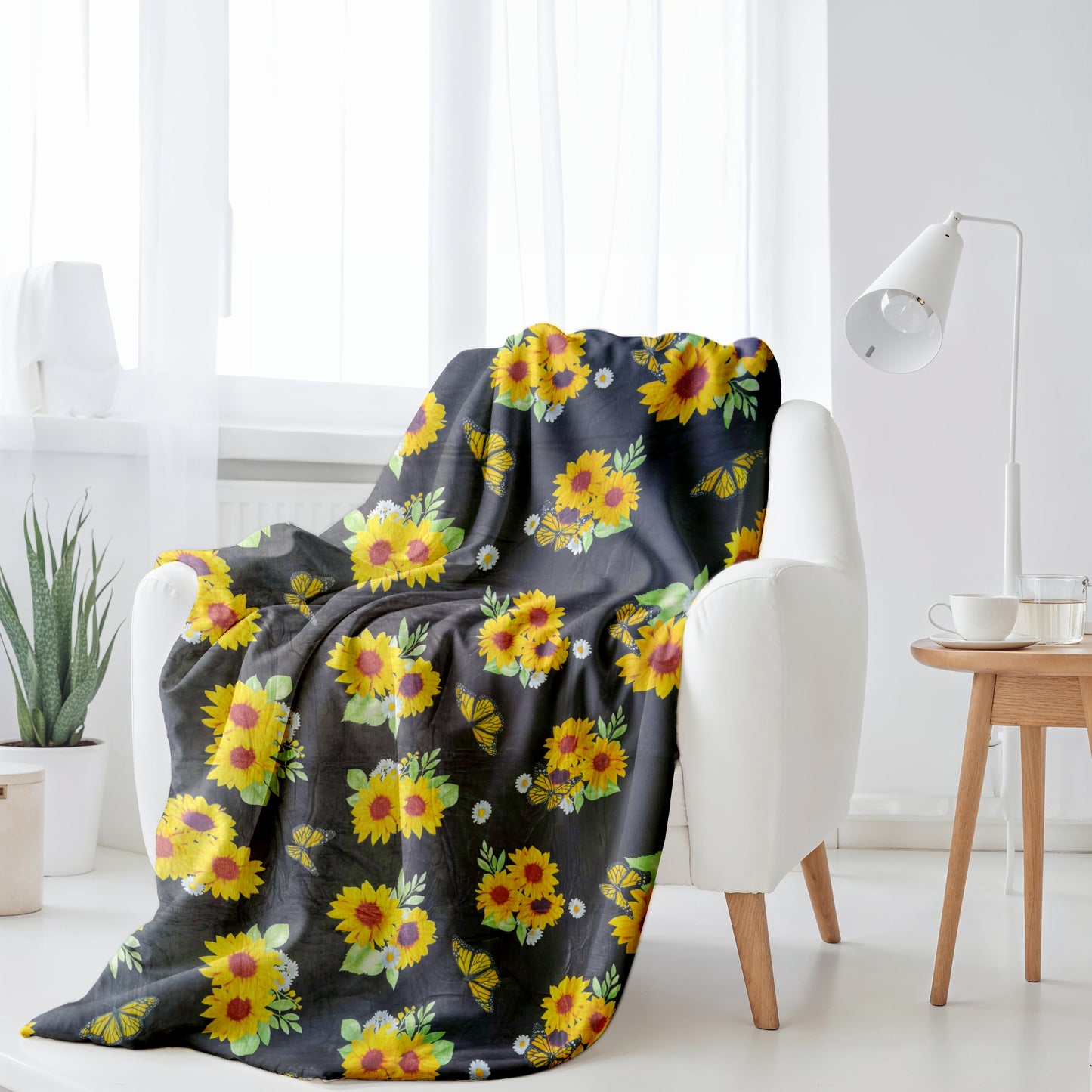 Yellow Sunflower Oversize Throw Blanket