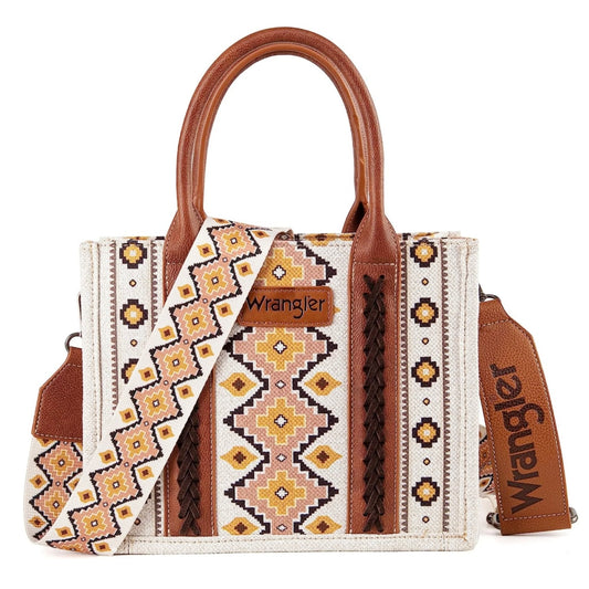 Wrangler Aztec Small Canvas Tote (White)