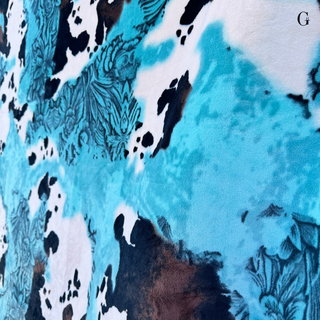 "Ocean" Cowhide Over Size Blanket