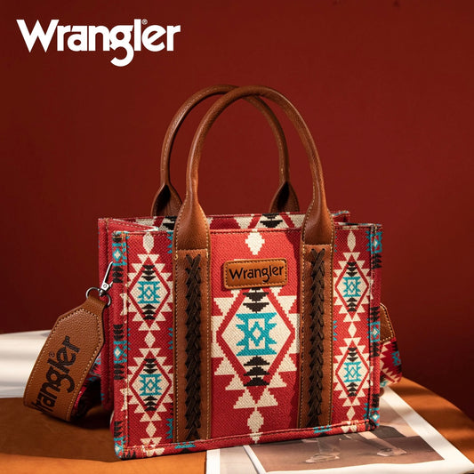 Wrangler Aztec Small Canvas Tote (Burgundy)