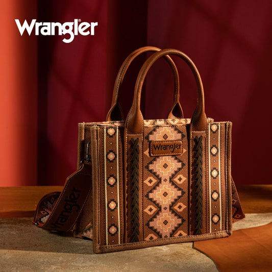 Wrangler Aztec Small Canvas Tote (Dark Brown)