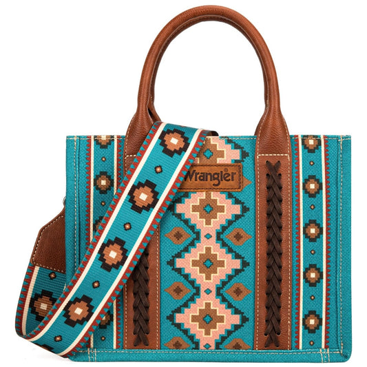 Wrangler Aztec Small Canvas Tote (Dark Turquoise)