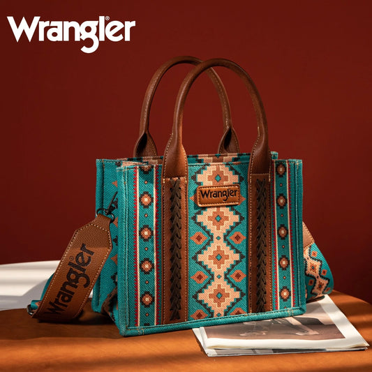 Wrangler Aztec Small Canvas Tote (Turquoise)