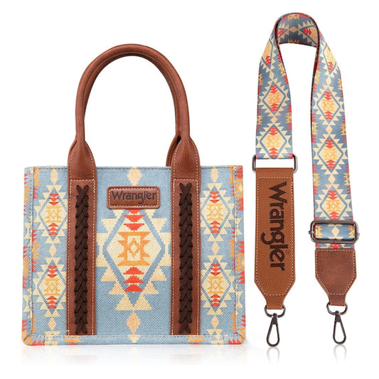 Wrangler Aztec Small Canvas Tote (Blue)