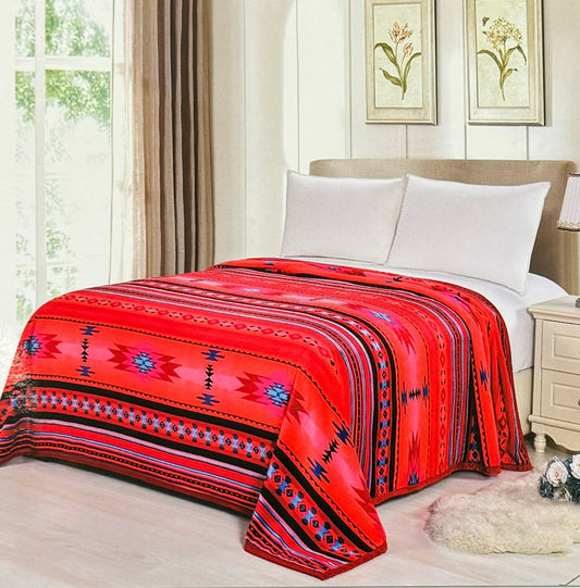 Red Aztec Over Size Blanket