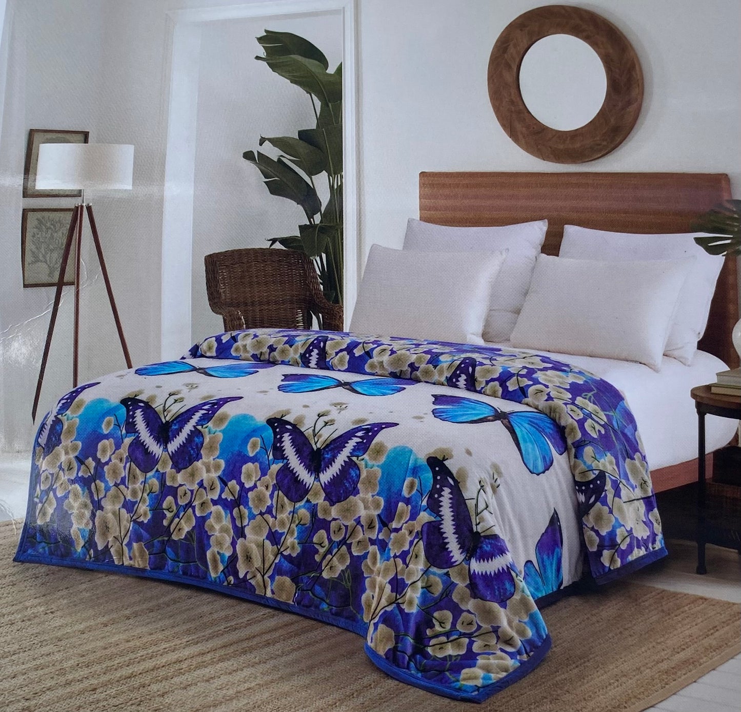 Blue Butterfly Over Size Blanket