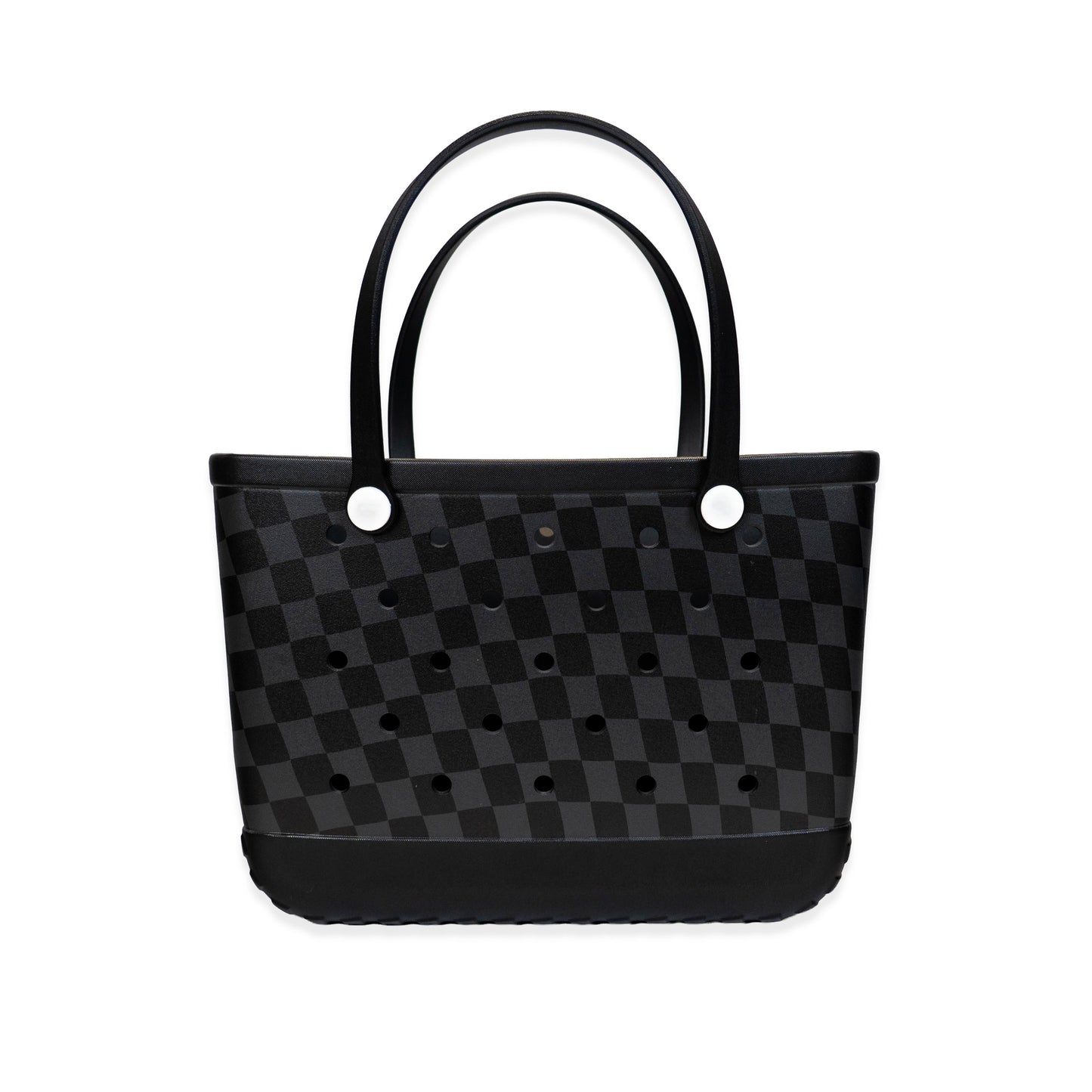 Black Checkered Rubber Tote Bag