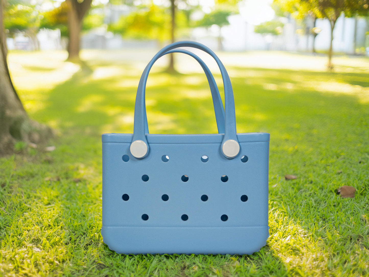 Blue Rubber Tote Bag