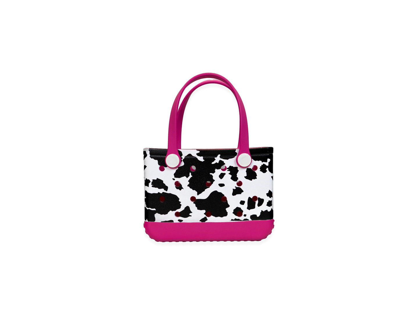 Hot Pink Cow Print Rubber Tote Bag