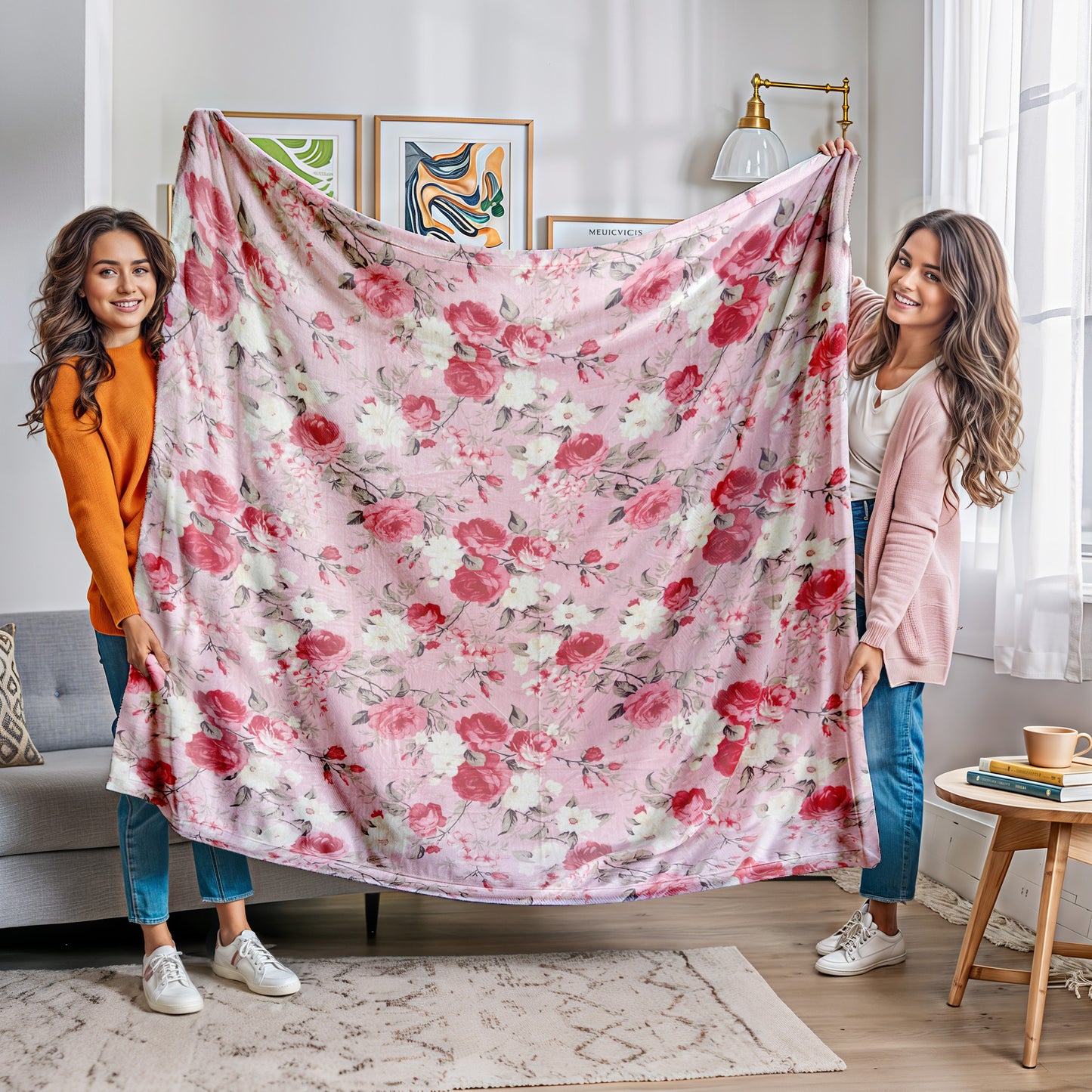 Blush Rose Oversized Throw Blanket