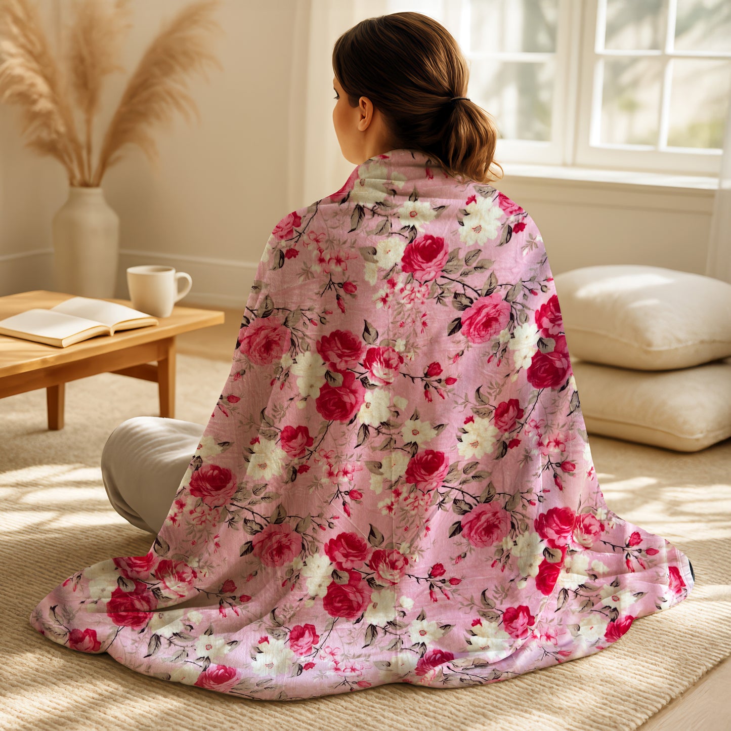 Blush Rose Oversized Throw Blanket