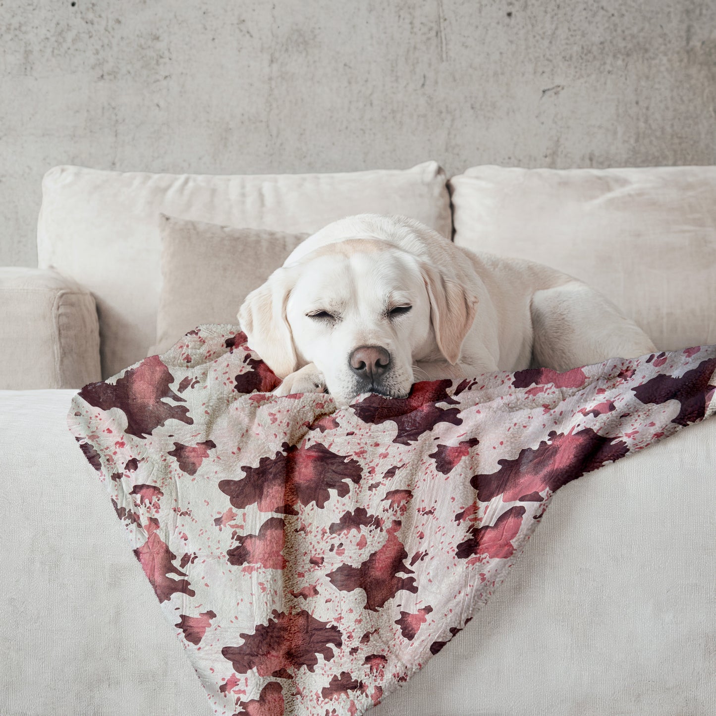 Strawberry Pink Cowhide Throw Blanket