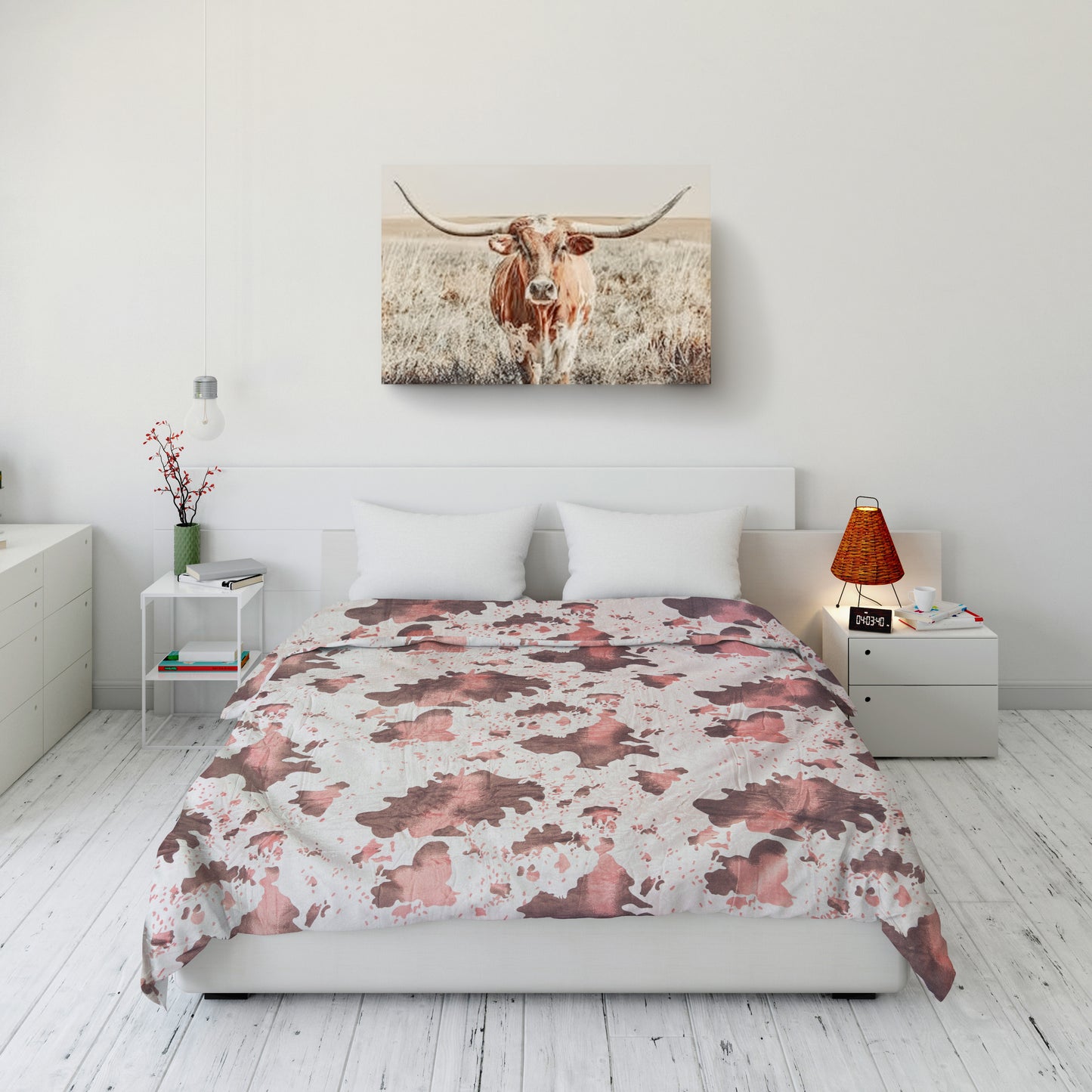 Strawberry Pink Cowhide Throw Blanket