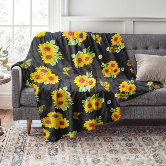 Yellow Sunflower Oversize Throw Blanket