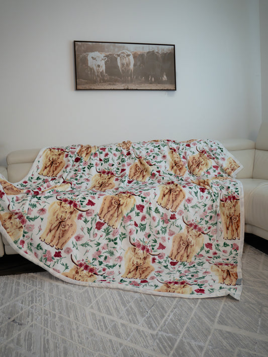 White Highland Cow Oversized Blanket